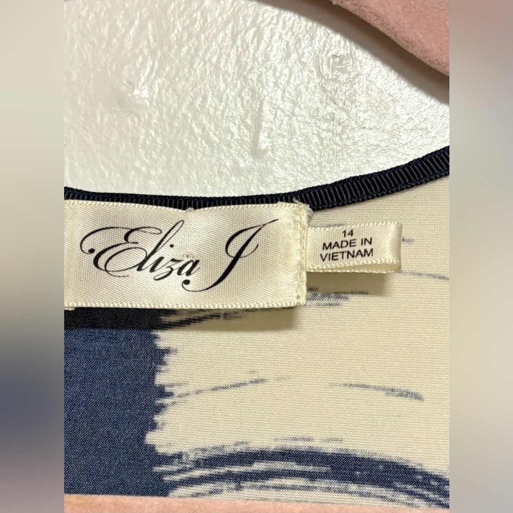 Eliza J 14 Blue White Jersey Knit Stretch Knot Twist Front Sleeveless Maxi Dress - Picture 6 of 7